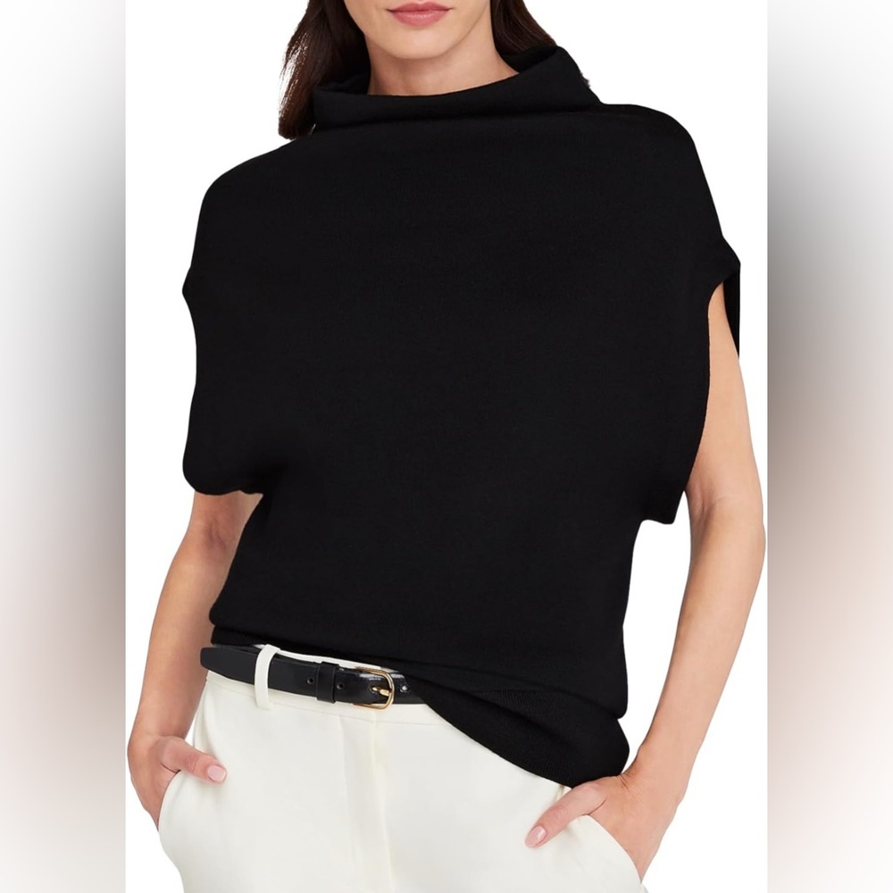Club Monaco Black Merino Wool Cowl Neck Sweater SzMED